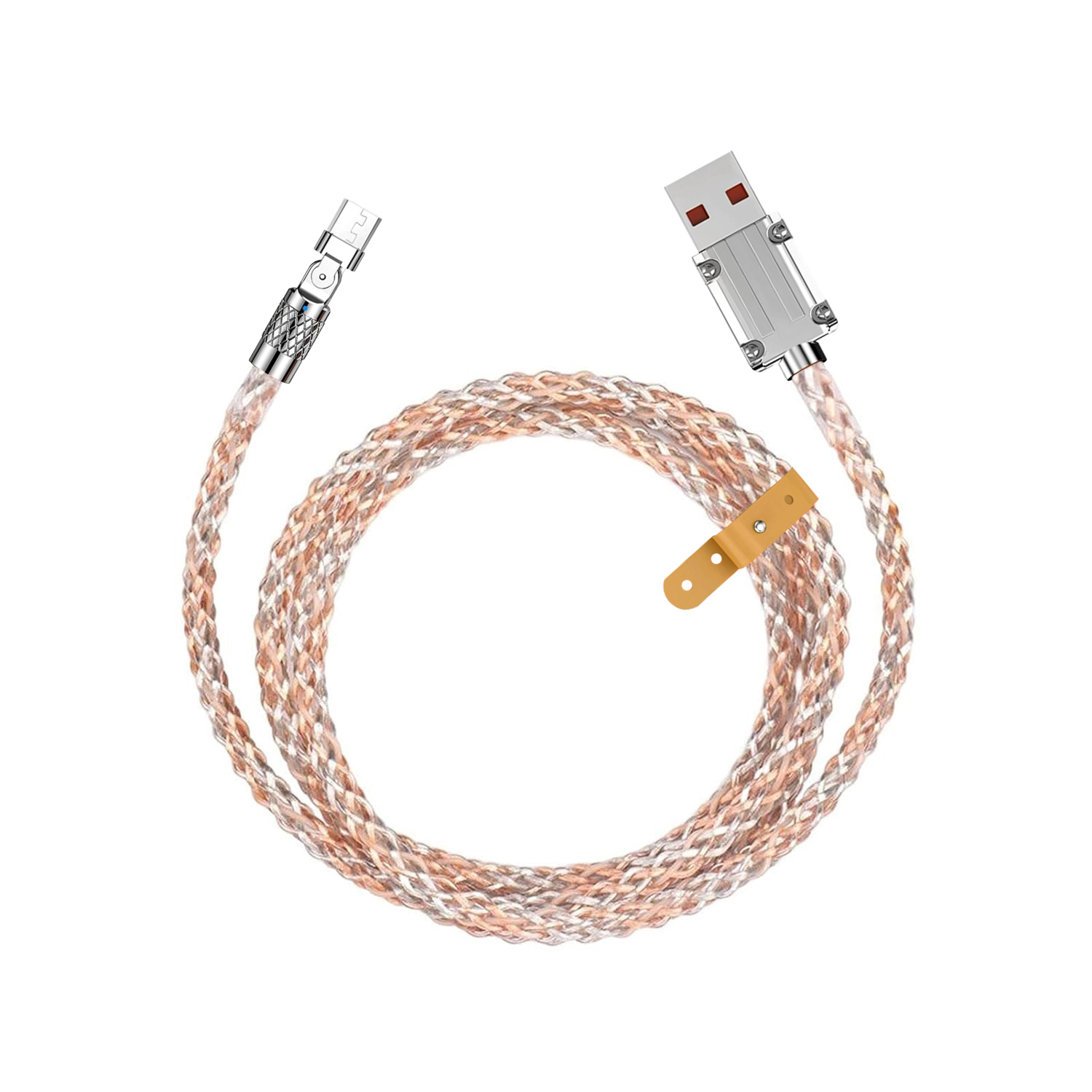 Forzacase Micro USB to USB 6A 66W PD RGB Işıklı Hızlı Şarj ve Data Kablosu 1 metre - FC494
