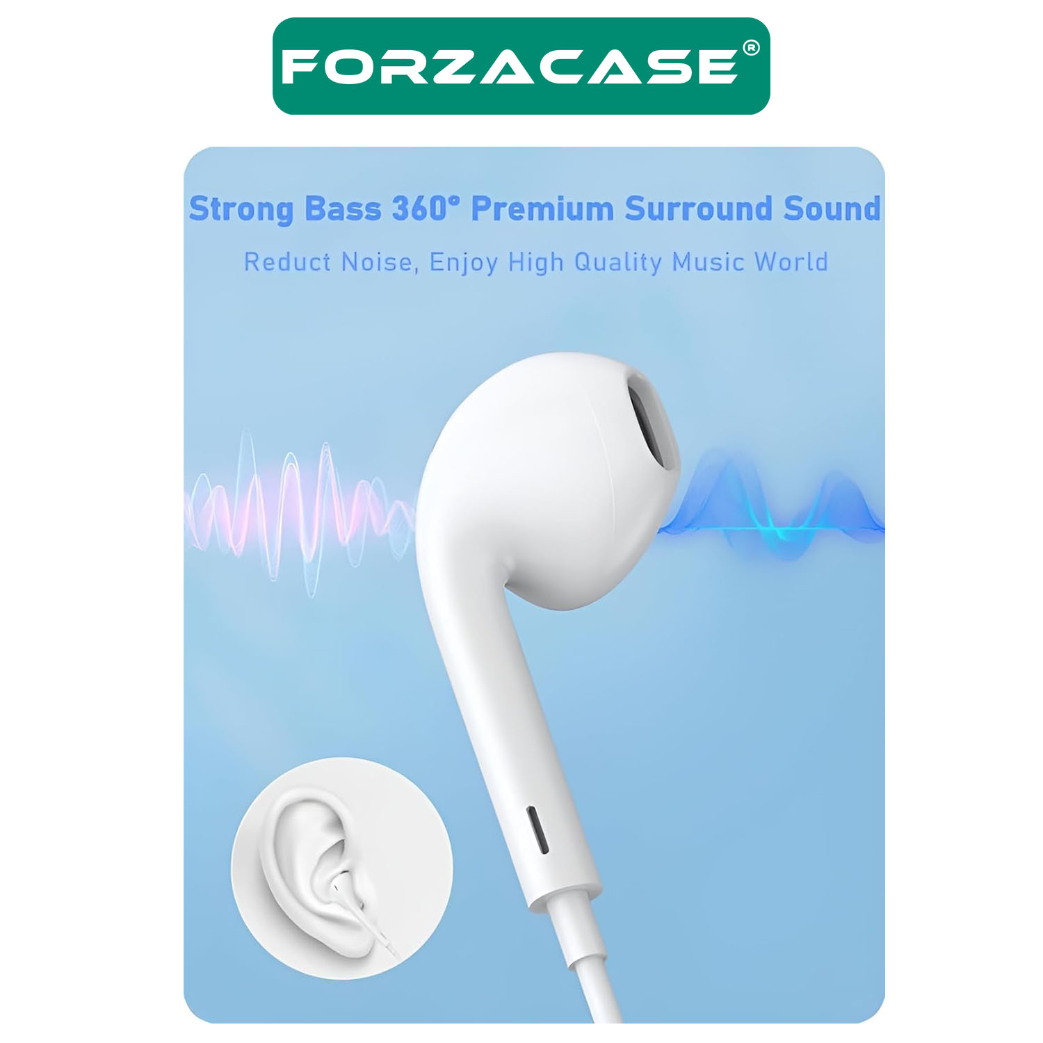 Forzacase Xiaomi Samsung Huawei Oppo Realme Uyumlu Type-C Kulaklık Kablolu Kulaklık - FC496
