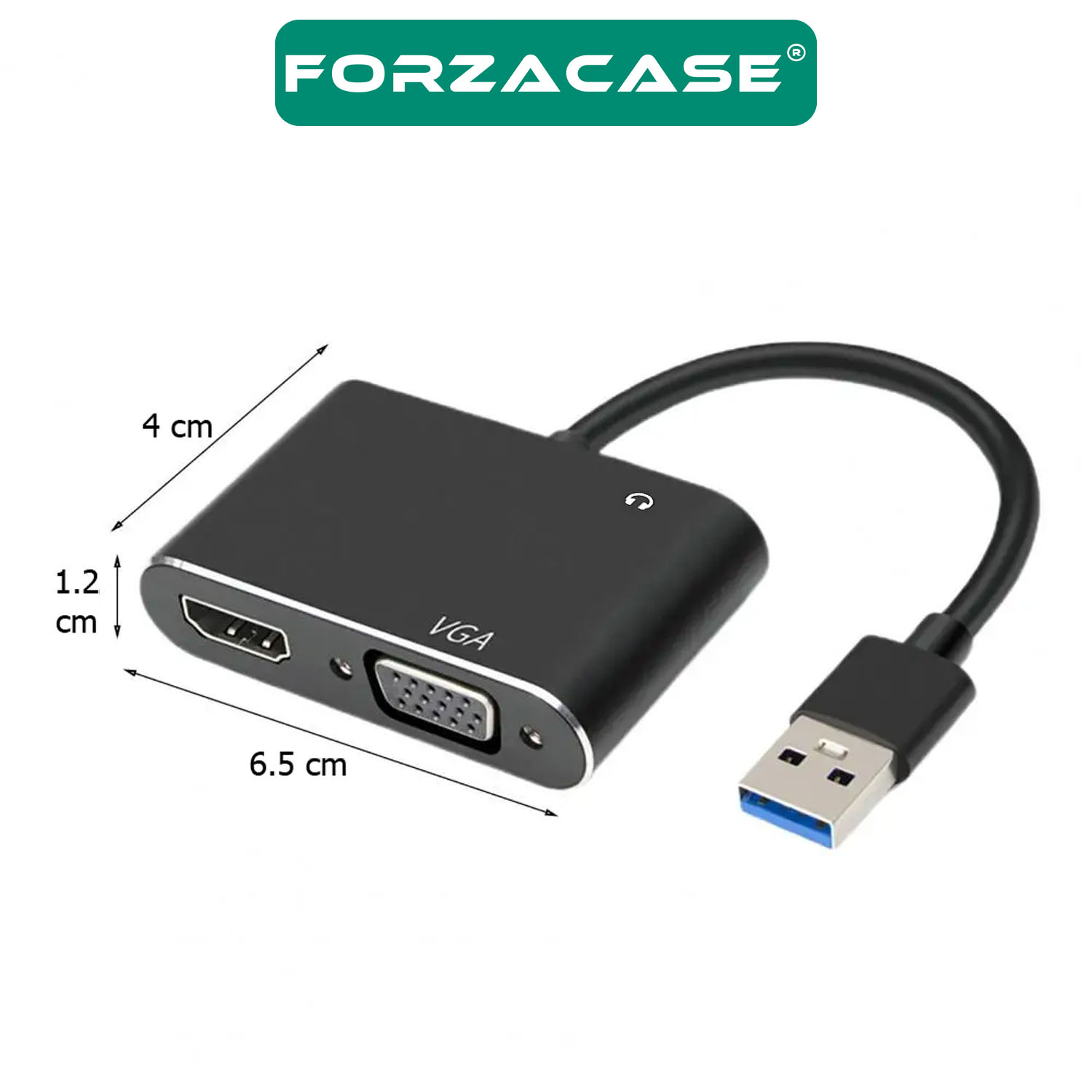 Forzacase USB 3.0 to HDMI VGA Çevirici 3.5mm Aux Destekli Adaptör Görüntü ve Ses Aktarıcı - FC498