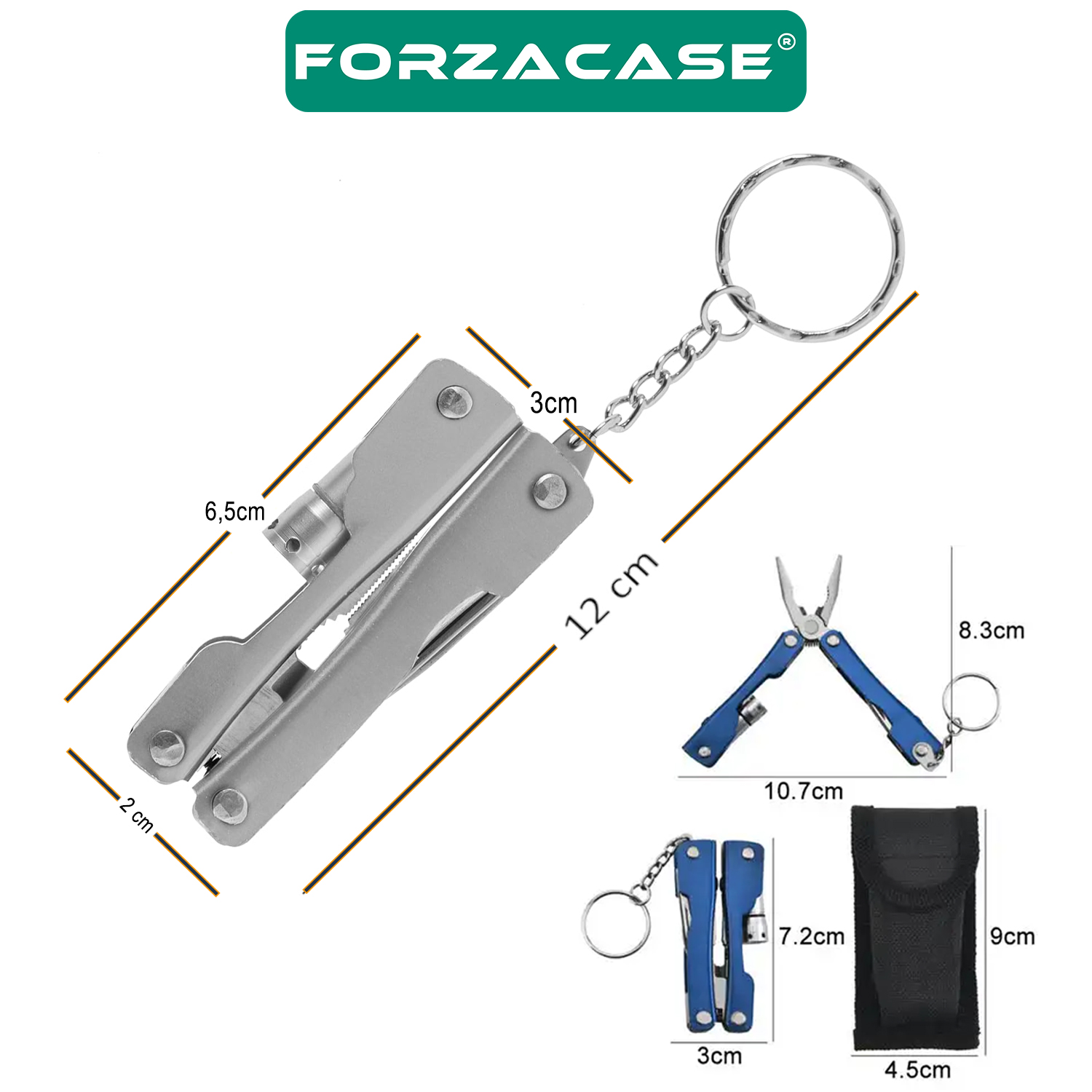Forzacase Çok Amaçlı 9in1 Katlanabilir Mini Pense Çok Fonksiyonlu Katlanır Metal Çakı - FC505