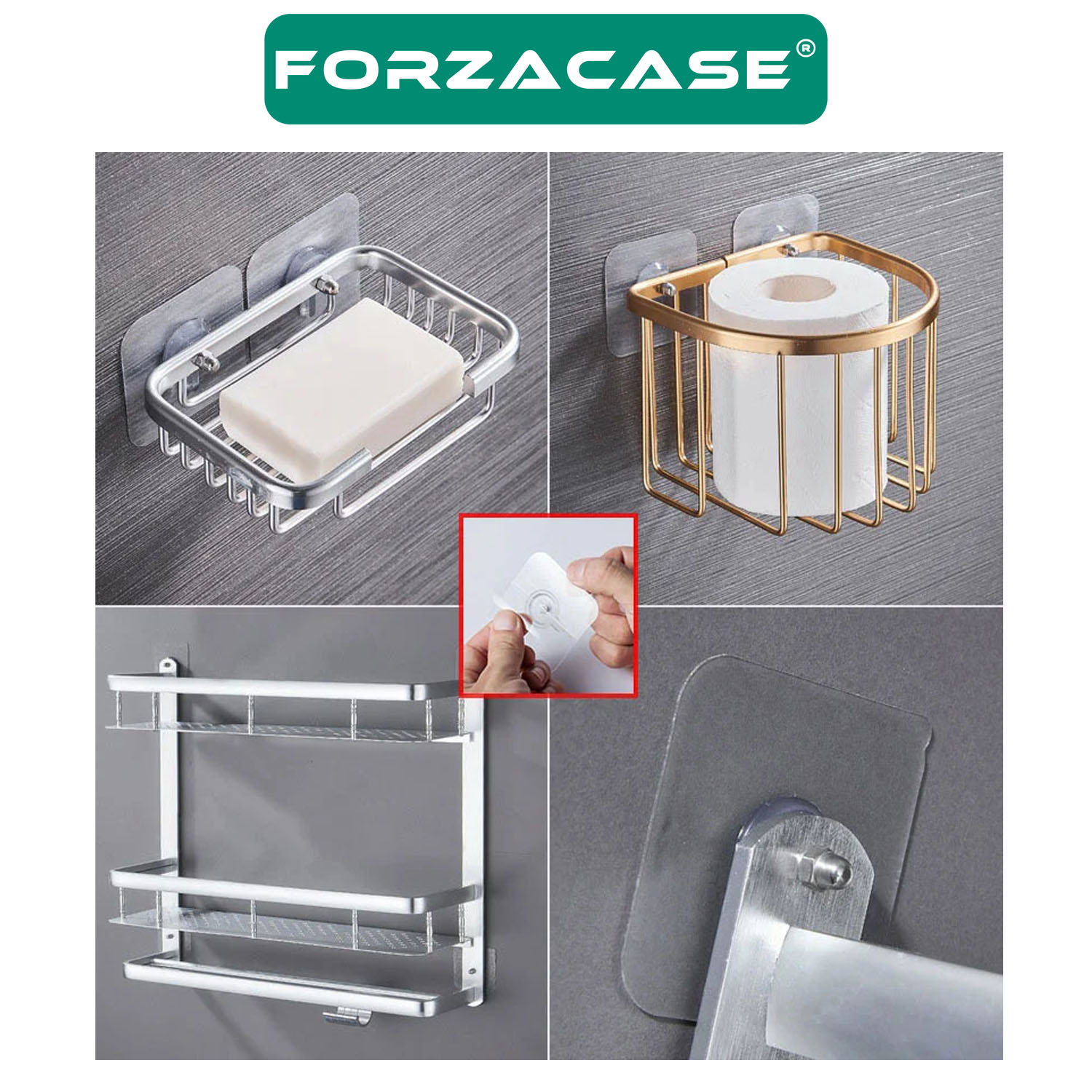 Forzacase Ultra Güçlü Vantuzlu Banyo Mutfak Raf Fotoğraf Çerçeve Askısı Çivi Tipi - FC507