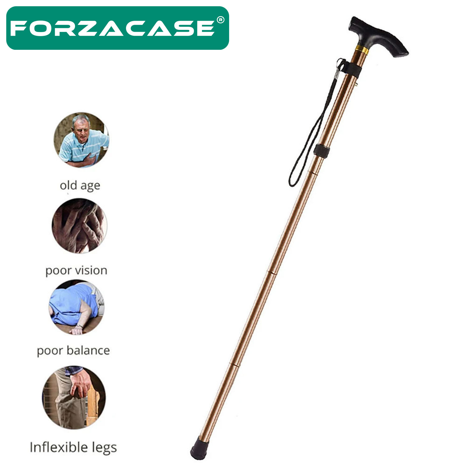 Forzacase Ayarlanabilir Alüminyum Denge Bastonu Erkekler Ve Kadınlar için Kamp, Yürüyüş - FC513