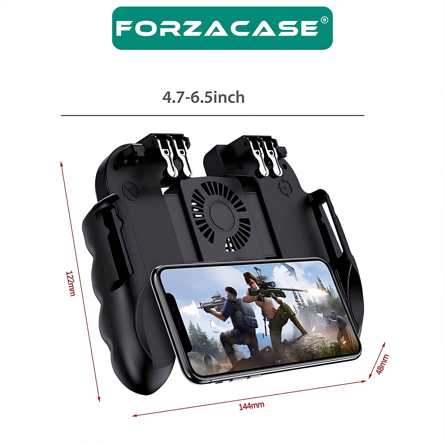 Forzacase iPhone X -XR -XS -XS Max ile uyumlu Fansız Telefon Oyun Kolu PubG Tetik Düğmesi - FC516