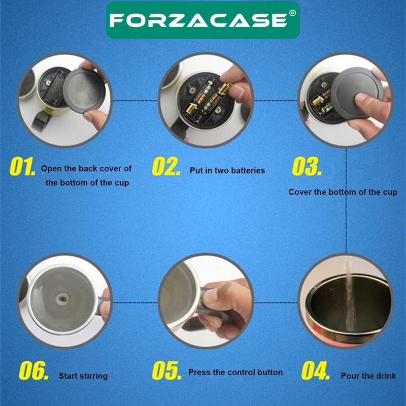 Forzacase Paslanmaz Çelik 400 ml Sıcak Soğuk Tutan Otomatik Karıştırıcılı Bardak Termos - FC531