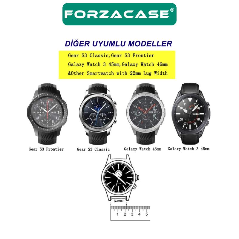 Forzacase Samsung Galaxy Gear S3 / Classic / Frontier için Tokalı Silikon Kordon Kayış - FC536