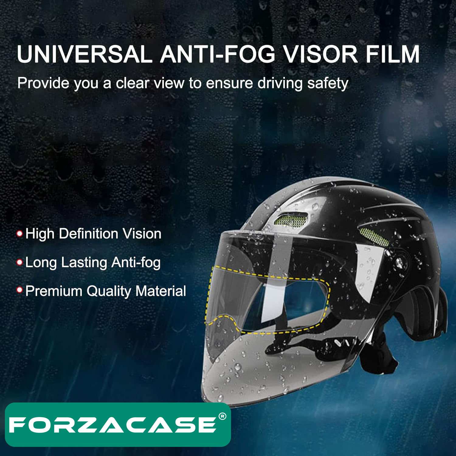 Forzacase Universal Motosiklet Kaskı için Yağmur Kaydırıcı Buhar Önleyici - FC548