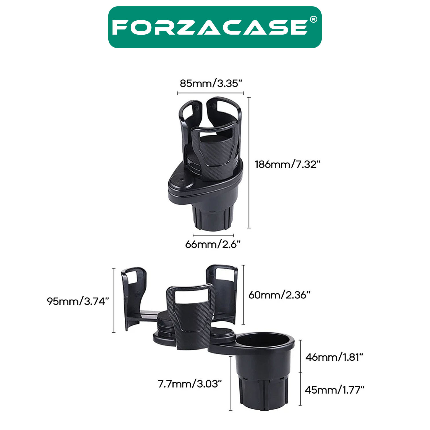 Forzacase Karbonfiber Görünümlü 2in1 Multifonksiyonel Araç İçi Bardak Tutucu - FC551