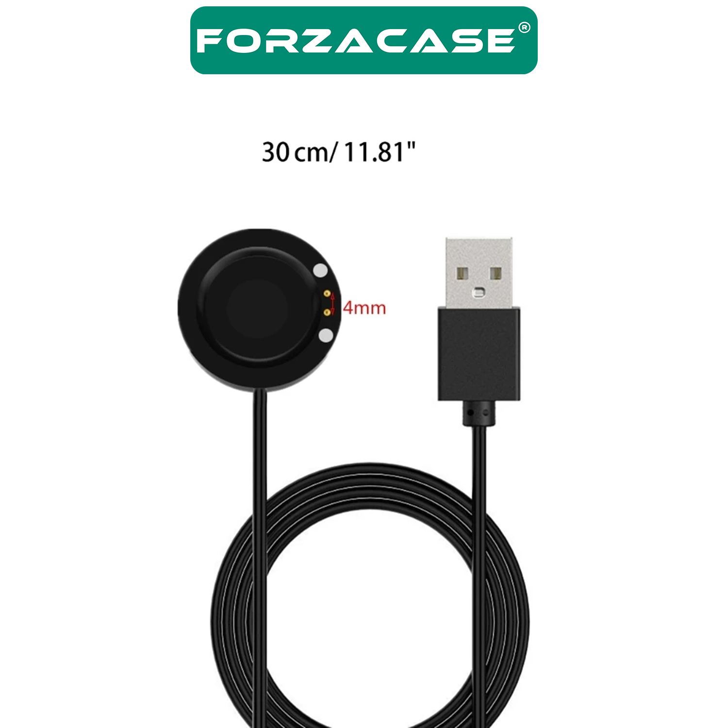 Forzacase 2 Pin 4mm Konnektör Smart Watch T500/X7 için Manyetik Şarj Kablosu - FC017