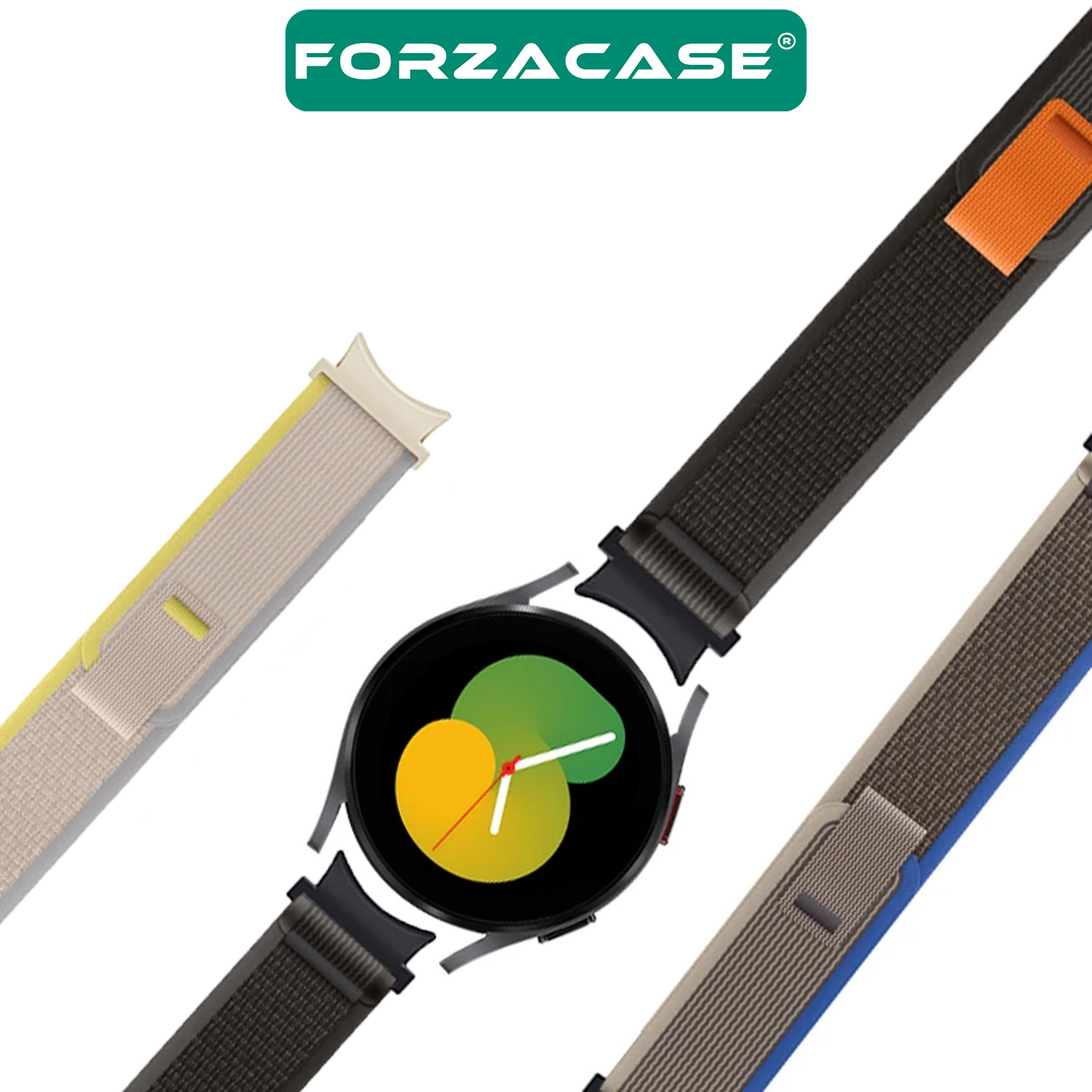 Forzacase Samsung Galaxy Watch FE ile uyumlu Trial Cırtlı Hasır Kumaş Kordon Kayış - FC566