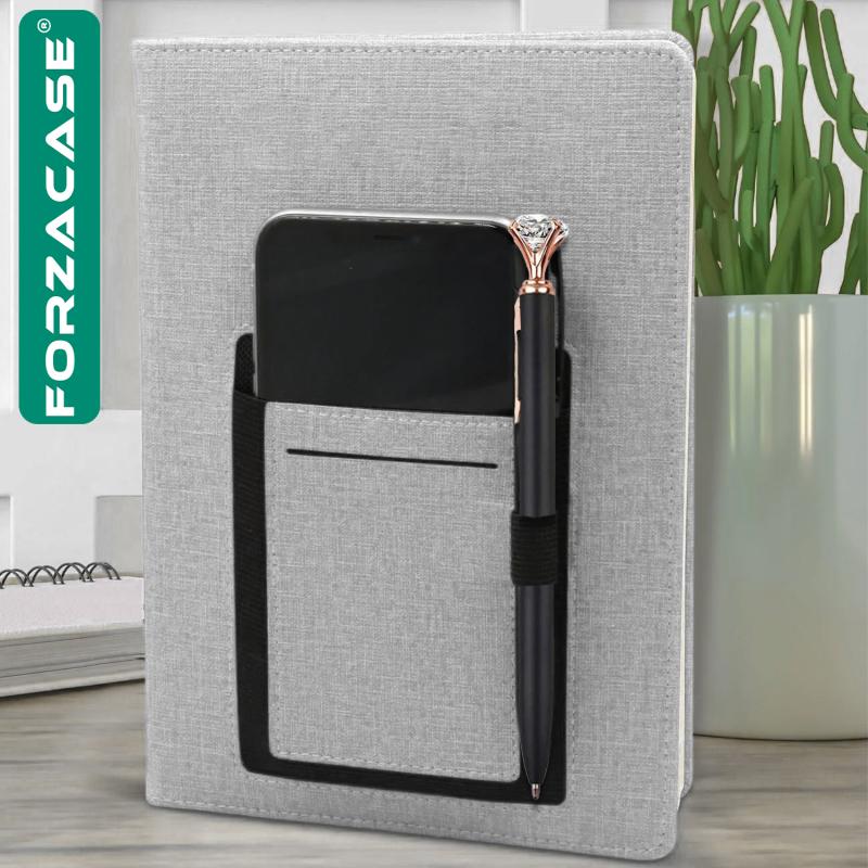 Forzacase Termoderi Kapaklı Kanguru Defter + İkili Elmas Taşlı Metal Tükenmez Kalem- FC557