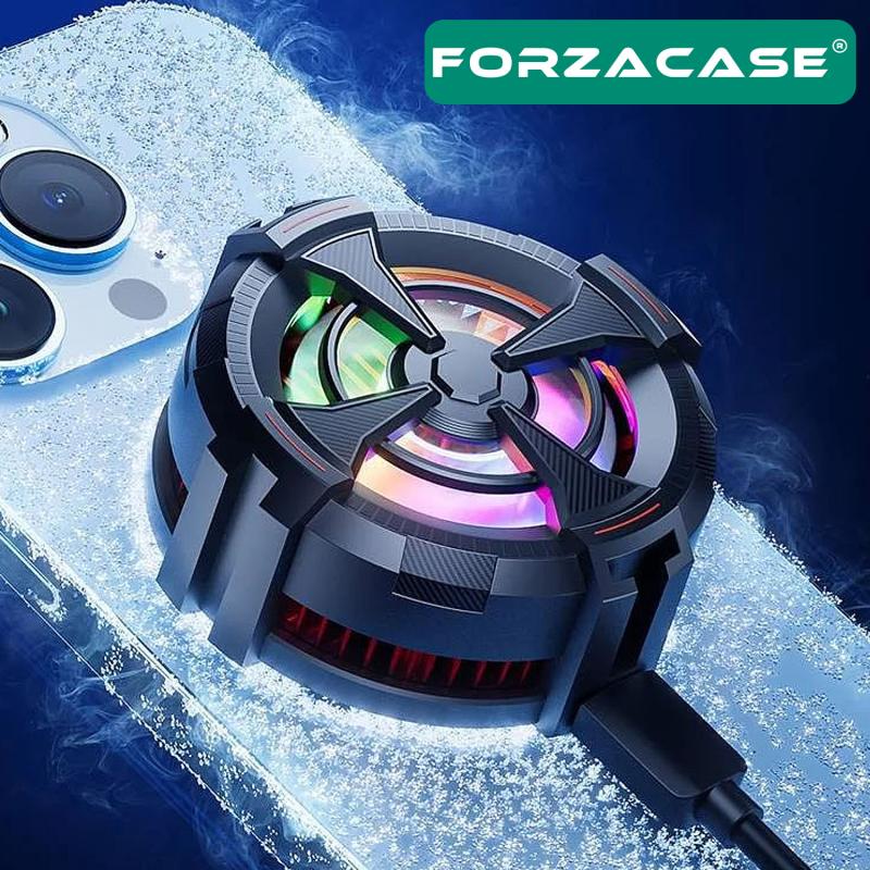 Forzacase iPhone 13/14/15 Serileri uyumlu 5500 RPM Kablolu RGB Işıklı Manyetik Soğutucu Fan - FC560