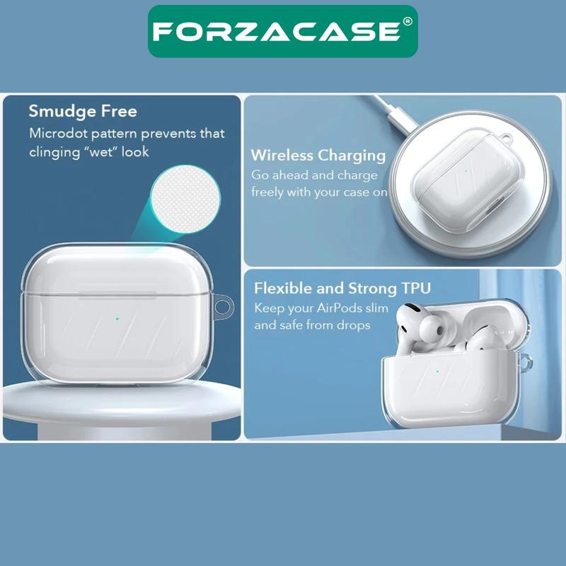 Forzacase Airpods Pro 2 uyumlu Şeffaf Anahtar Askılıklı Bluetooth Kulaklık Kılıfı - FC567