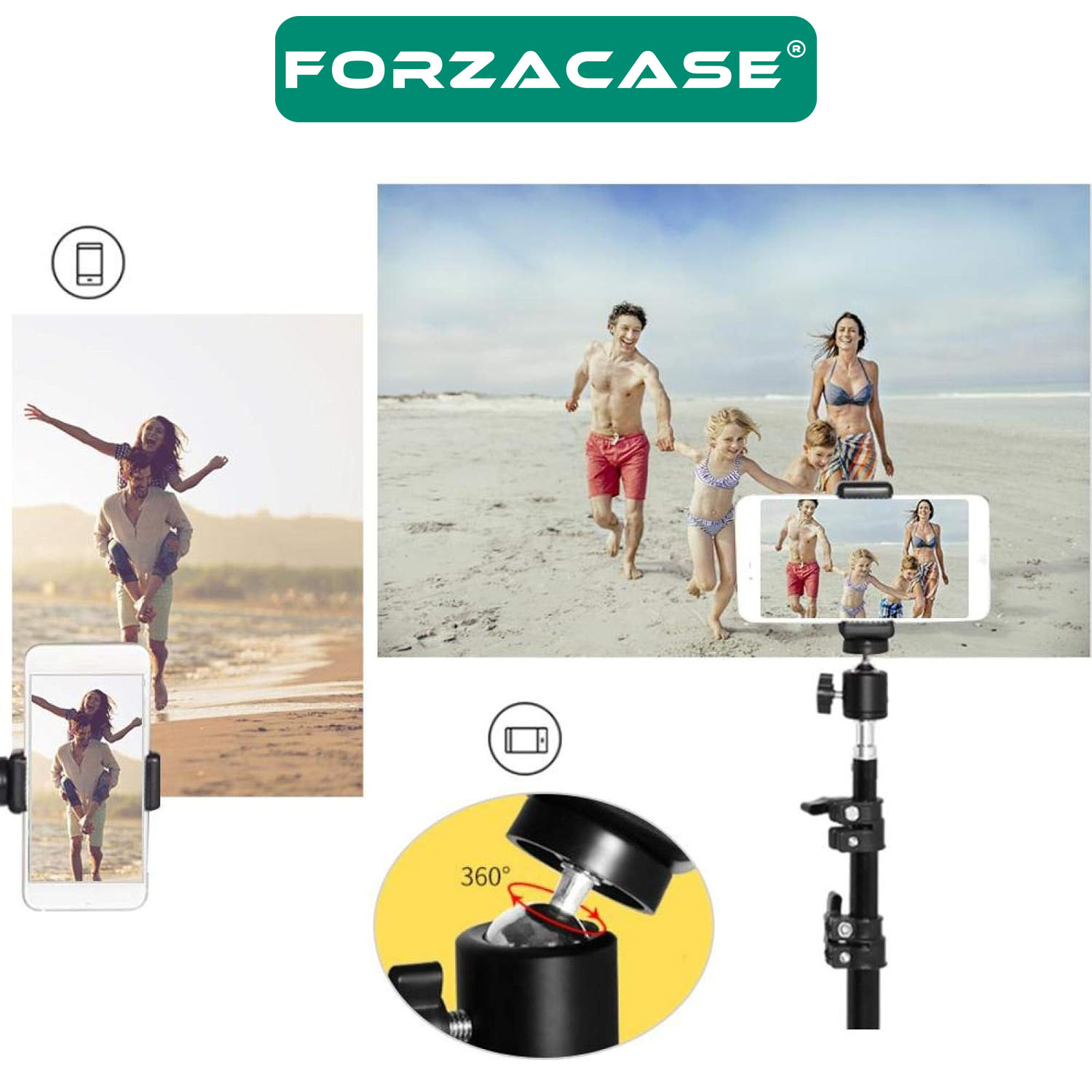 Forzacase Bluetooth Kumandalı 3 Ayak Sabitleyici Alüminyum Telefon Kamera DSLR Tripodu 200 cm FC576