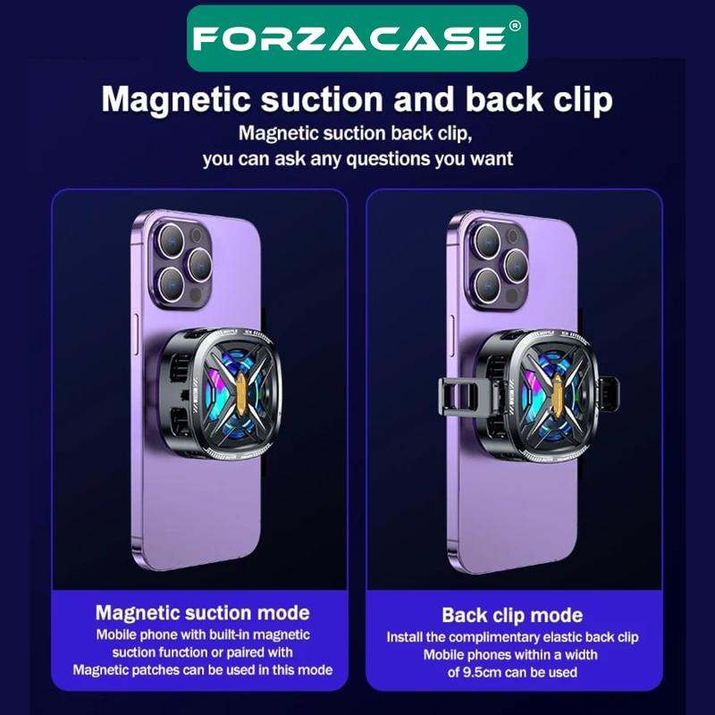 Forzacase 5000 RPM Kablolu Dijital Göstergeli Işıklı Cep Telefonu Soğutucu Isı Önleyici Fan - FC591