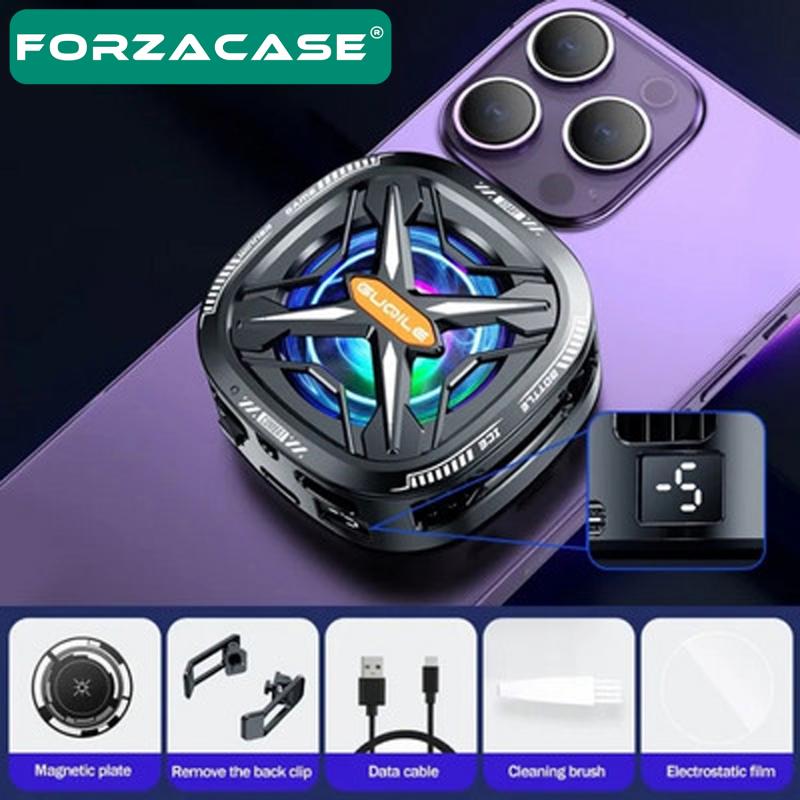 Forzacase 5000 RPM Kablolu Dijital Göstergeli Işıklı Cep Telefonu Soğutucu Isı Önleyici Fan - FC591