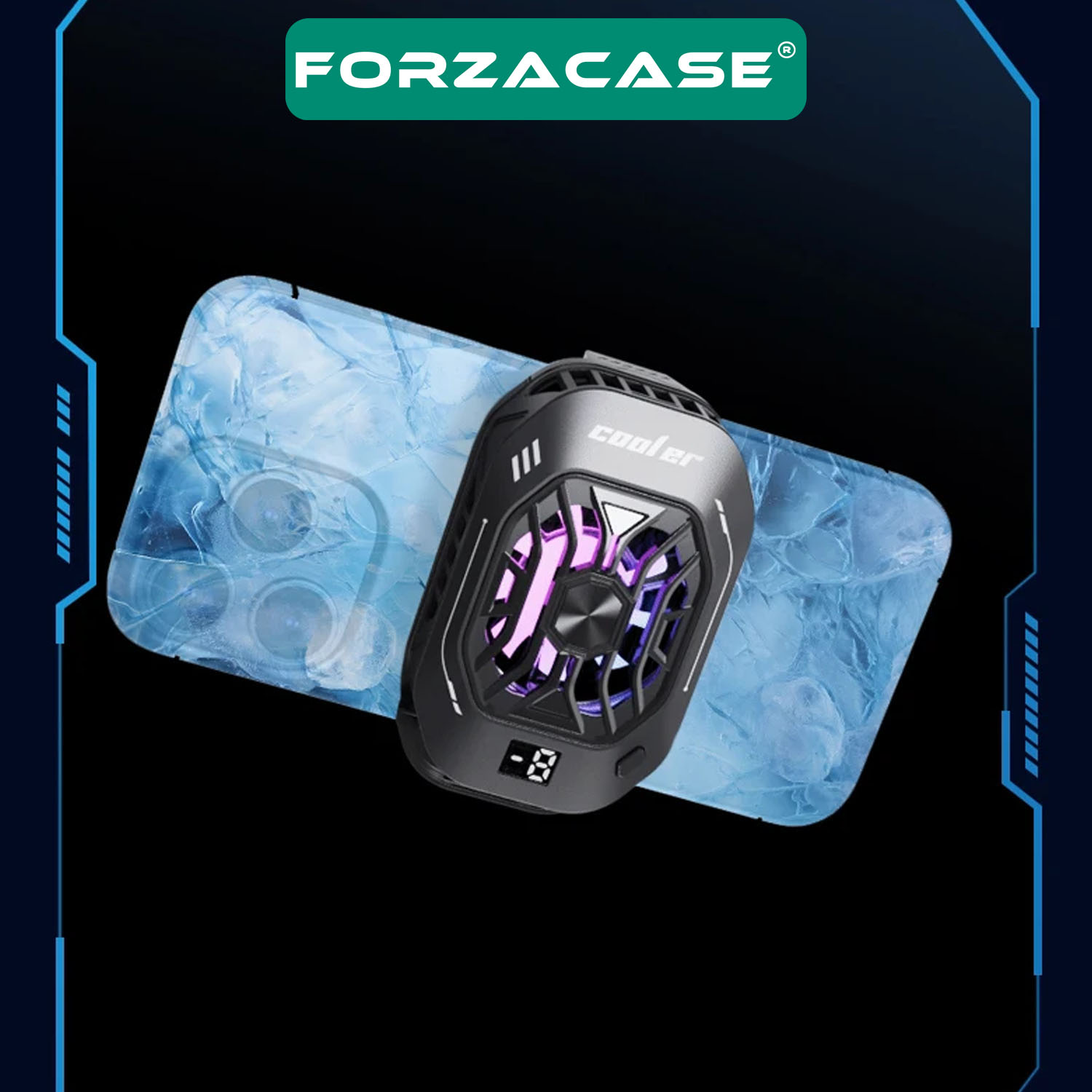 Forzacase 5000 RPM Kablolu Dijital Göstergeli Işıklı Cep Telefonu Soğutucu Isı Önleyici Fan - FC593