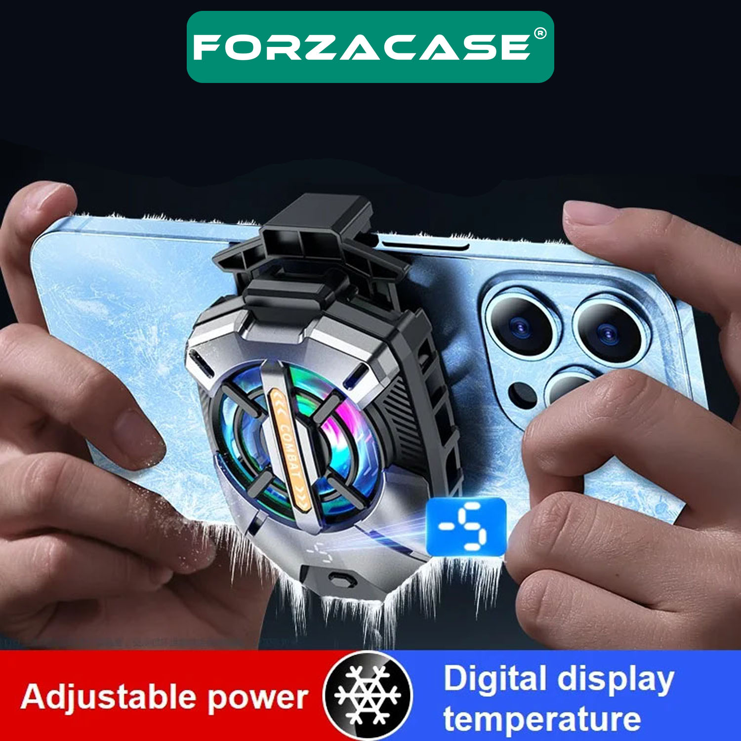 Forzacase 5000 RPM Kablolu Dijital Göstergeli Işıklı Cep Telefonu Soğutucu Isı Önleyici Fan - FC594