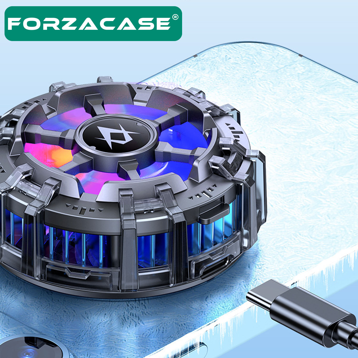 Forzacase 5000 RPM Kablolu Işıklı Manyetik Tablet ve Telefon Soğutucu Isı Önleyici Fan - FC600