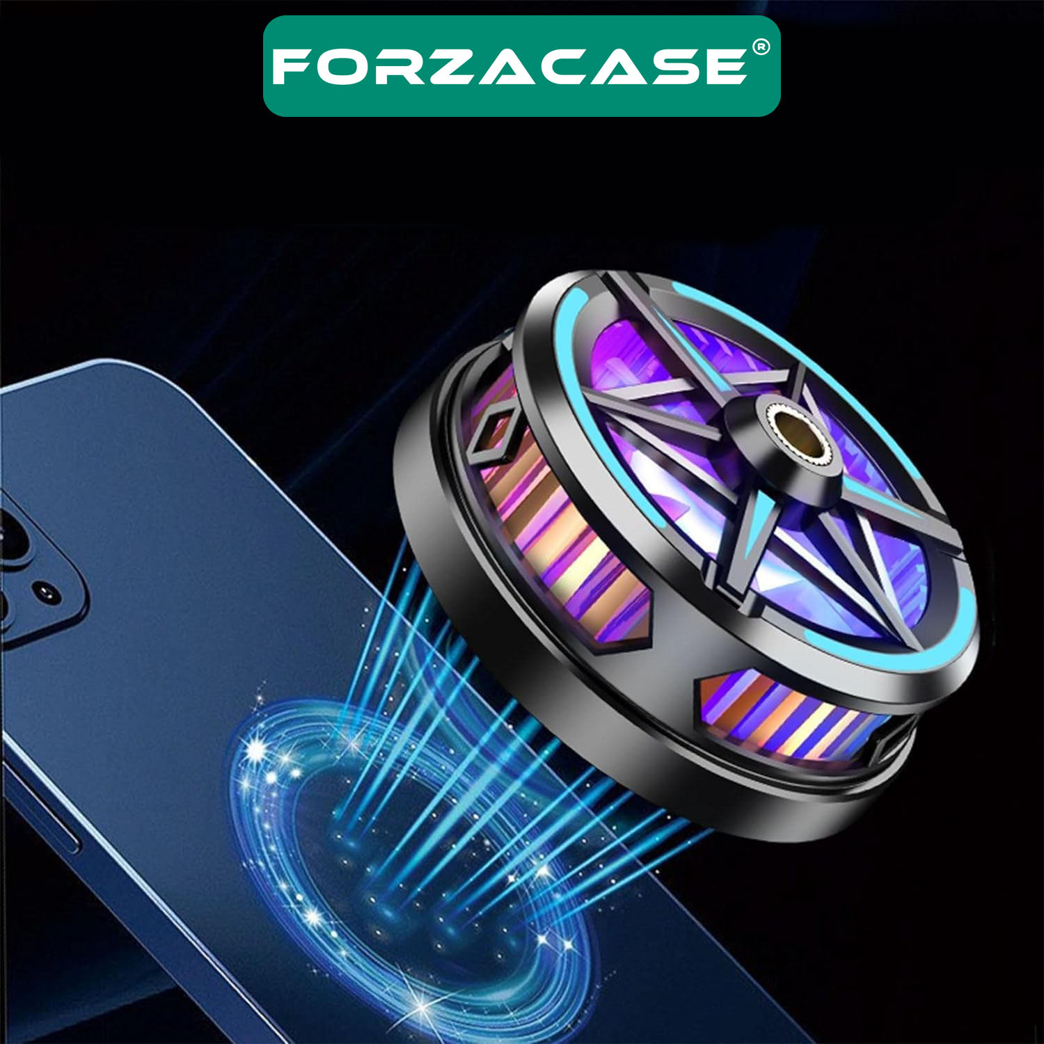 Forzacase 5500 RPM Kablolu RGB Işıklı Manyetik Tablet ve Telefon Soğutucu Isı Önleyici Fan - FC602