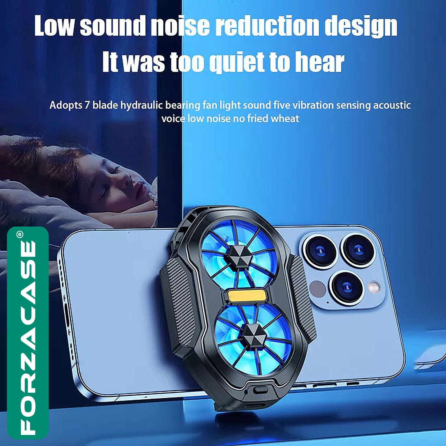 Forzacase 6500 RPM Çift Fanlı Kablosuz Şarjlı 300 mAh Cep Telefonu Isı Önleyici Soğutucu Fan - FC603