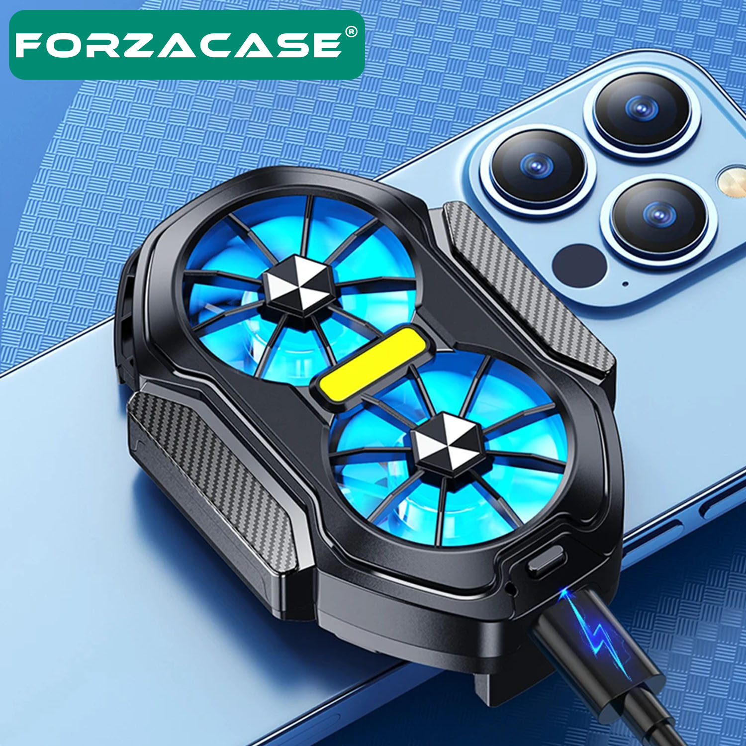 Forzacase 6500 RPM Çift Fanlı Kablosuz Şarjlı 300 mAh Cep Telefonu Isı Önleyici Soğutucu Fan - FC603