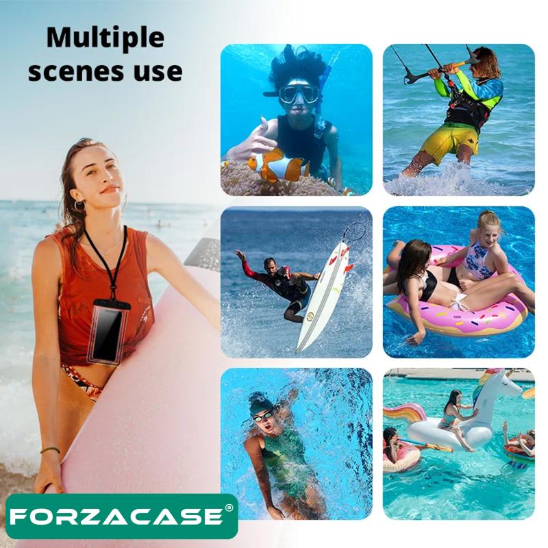 Forzacase Universal  6.1 inç Telefonlar için Boyun Askılıklı Su Geçirmez Koruma Kılıfı - FC605