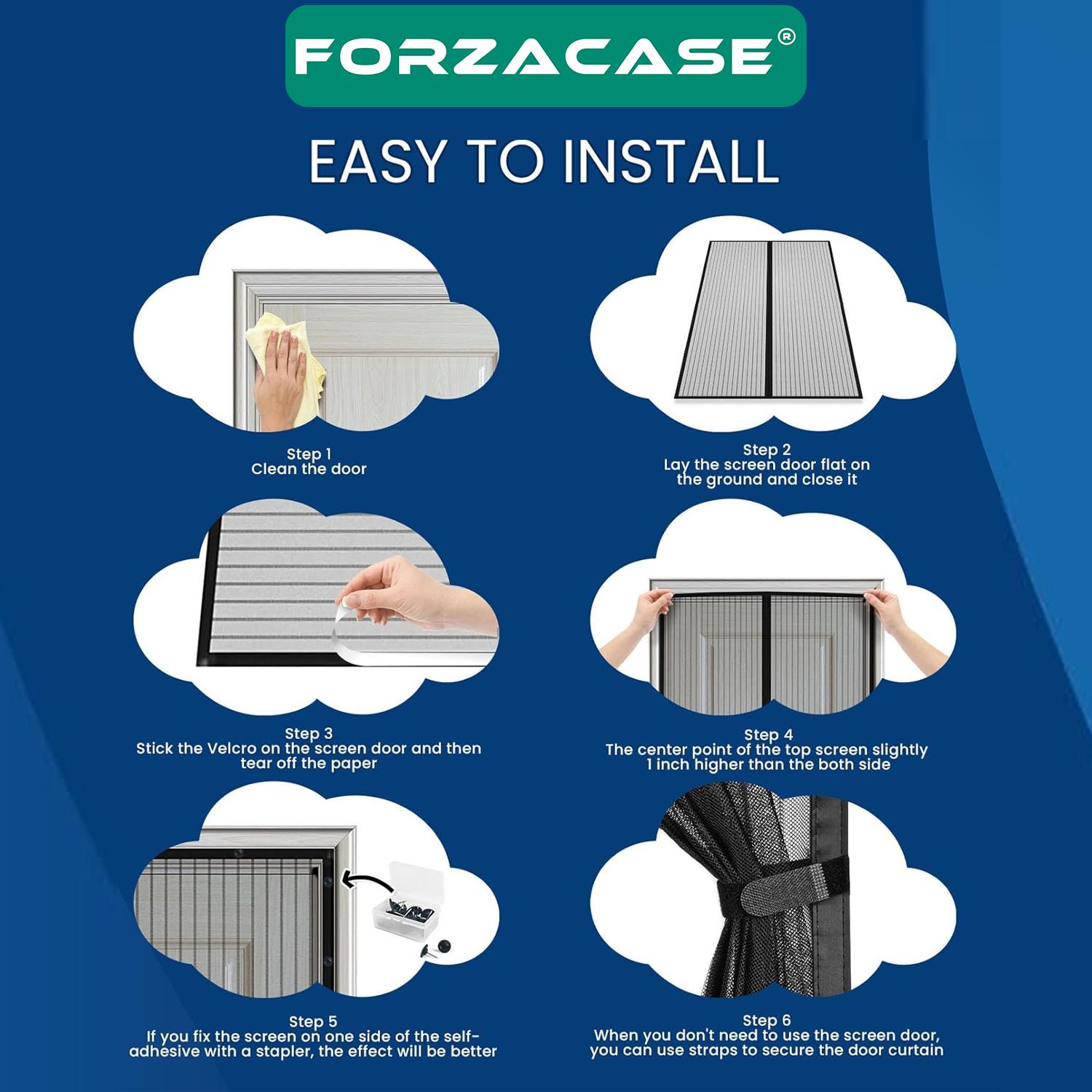 Forzacase Güçlü Mıknatıslı Böcek Önleyici Kapı Sinekliği Magic Mesh - FC607