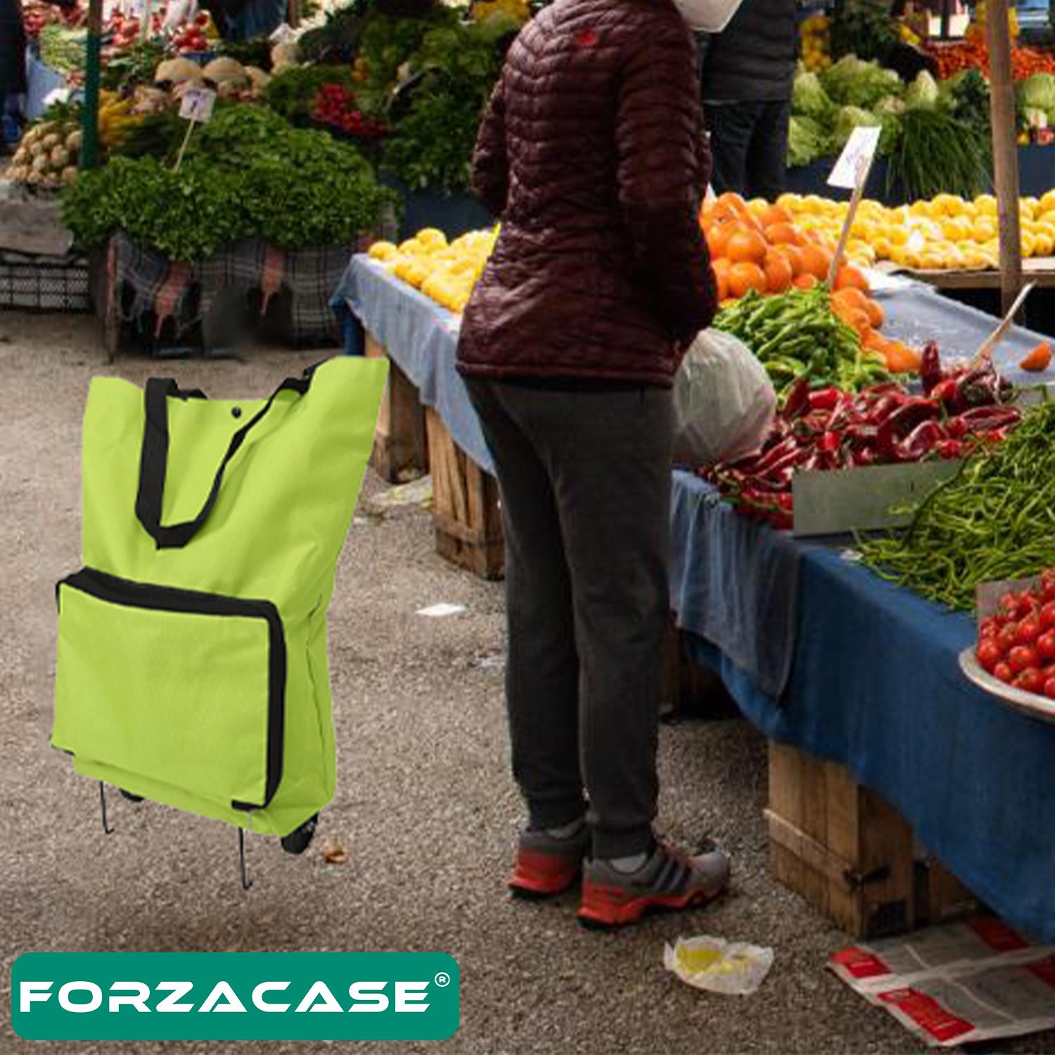 Forzacase Pratik Katlanabilir Tekerlekli Pazar Market Arabası - FC609