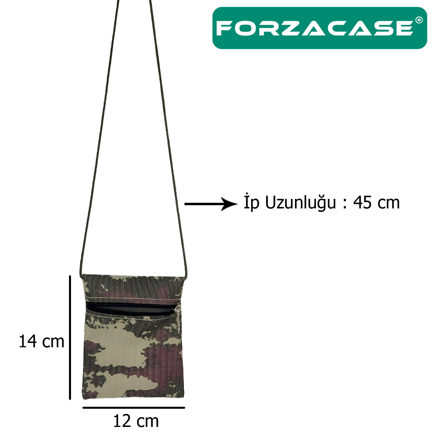 Forzacase Tek Cep Fermuarlı İpli Boyuna Asmalı Asker Cüzdanı 14 cm - FC614