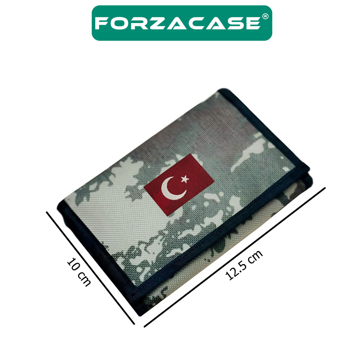 Forzacase 4 Göz İç Fermuarlı Cırt Kapamalı Boyun Asmalı Asker Cüzdanı Türkiye Bayrak Desen - FC616