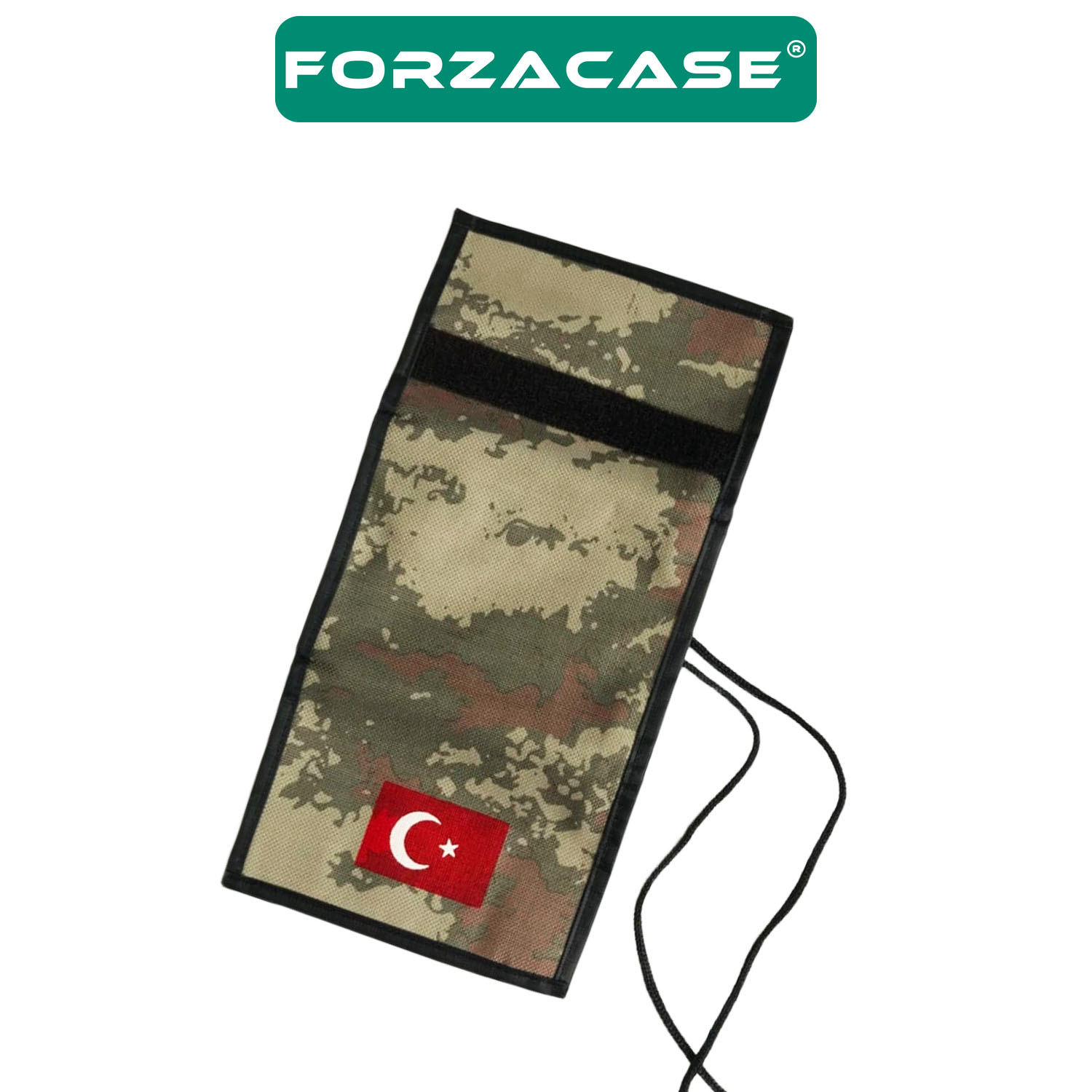 Forzacase 4 Göz İç Fermuarlı Cırt Kapamalı Boyun Asmalı Asker Cüzdanı Türkiye Bayrak Desen - FC616