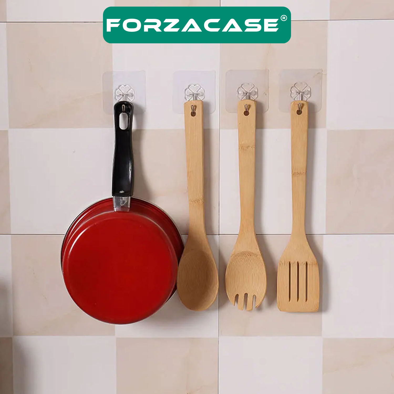 Forzacase Ultra Güçlü 5 Adet Vantuzlu Banyo Mutfak Raf Askısı - FC621