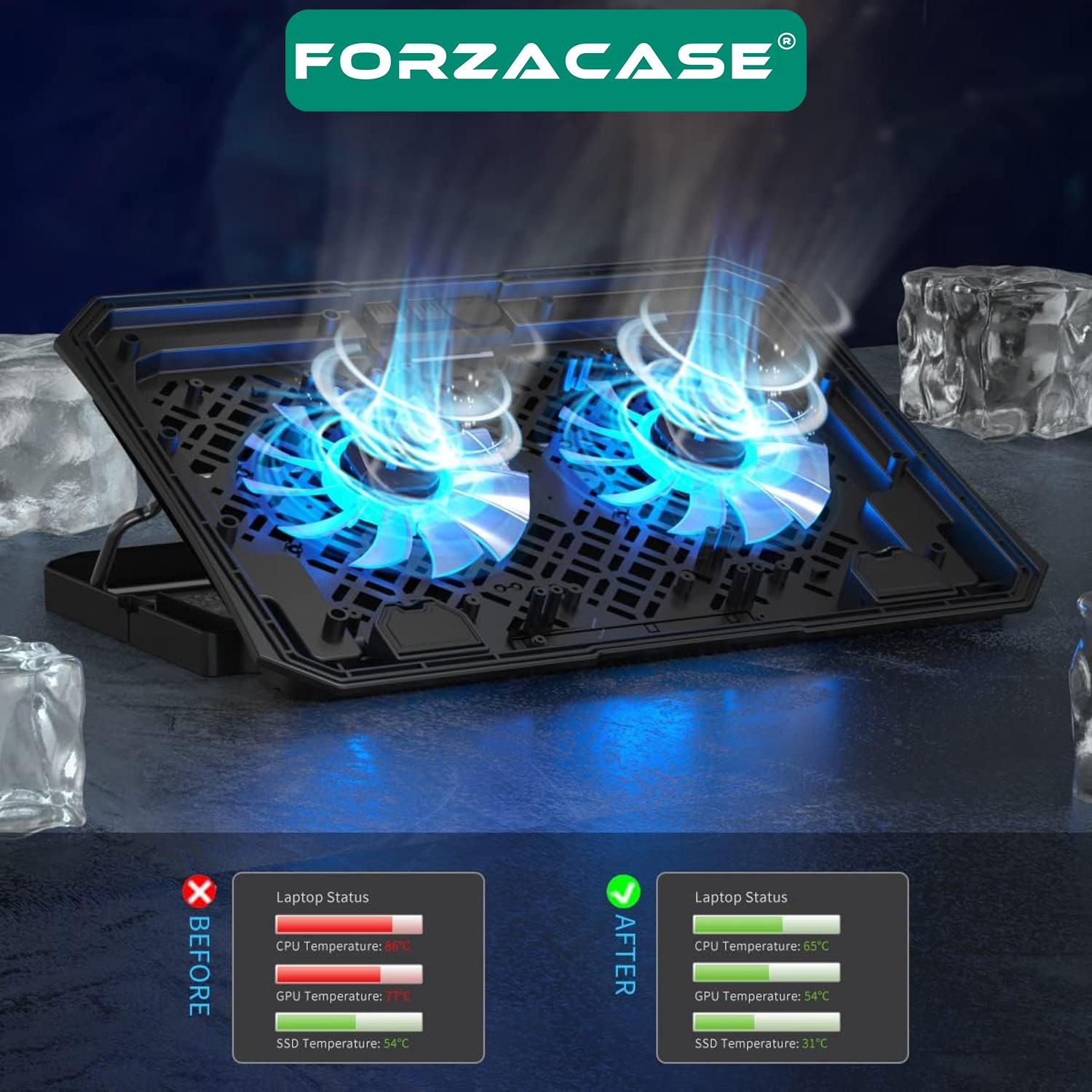 Forzacase Çift Fanlı Yükseklik Ayarlı RGB Ledli Notebook Laptop Soğutucu Stand  - FC625