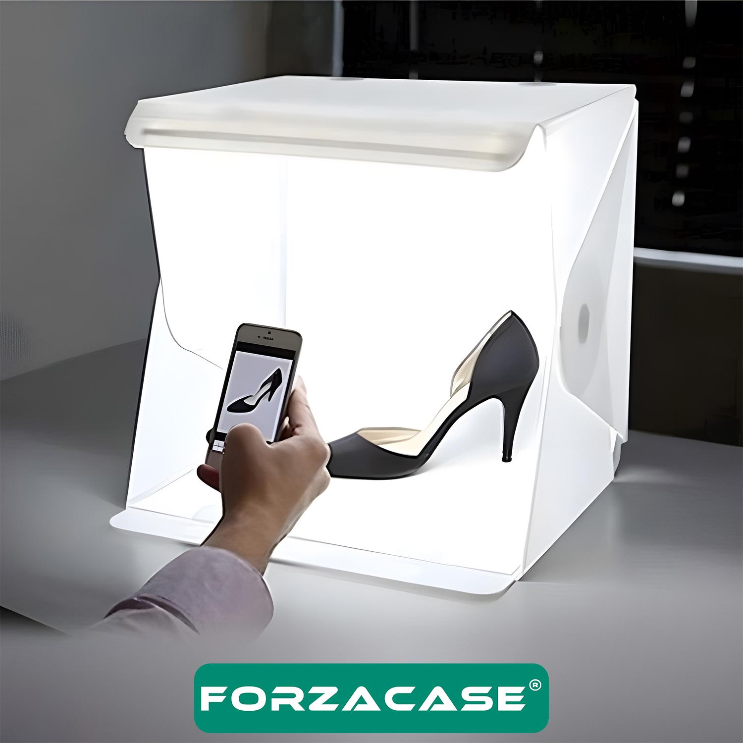 Forzacase 20x20cm Profesyonel ışıklı Taşıma Çantalı Ürün Fotoğraf Çekim Standı - FC629