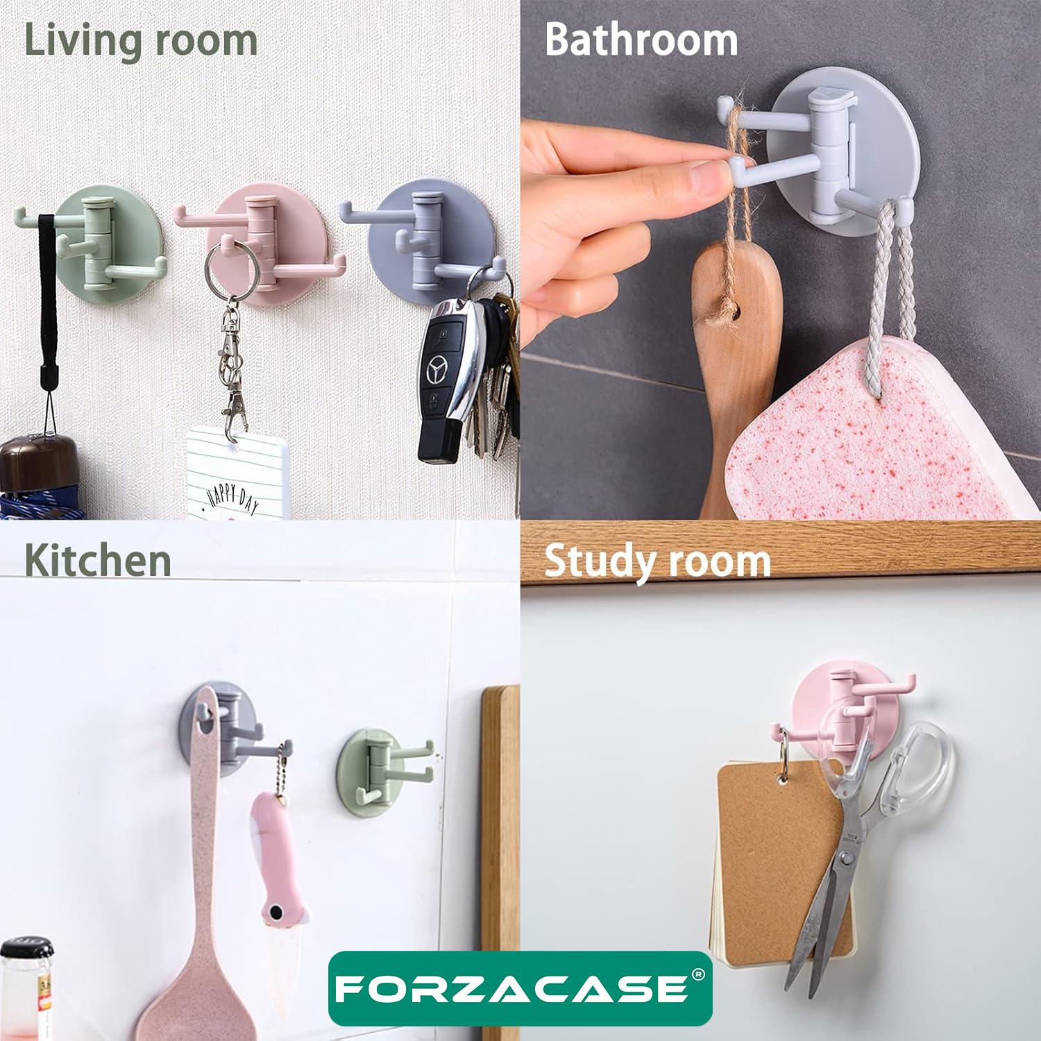 Forzacase Banyo Mutfak Ofis İçin Matkap Gerektirmeyen 3’lü Plastik Askı Seti - FC640