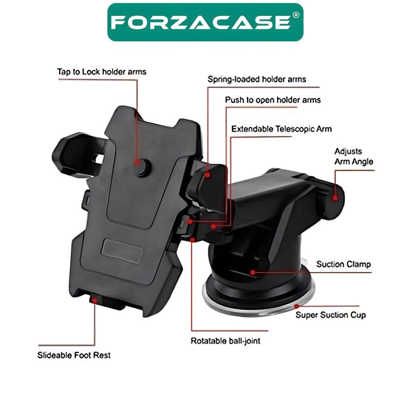 Forzacase 360 Derece Döner Araç İçi Torpido ve Cam Vantuzlu Telefon Tutucu - FC643