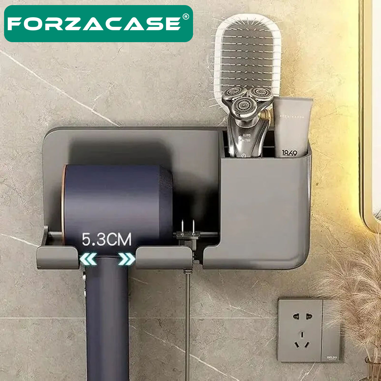Forzacase Saç Kurutma Makinesi Askısı Tarak Tıraş Banyo Organizeri - FC651