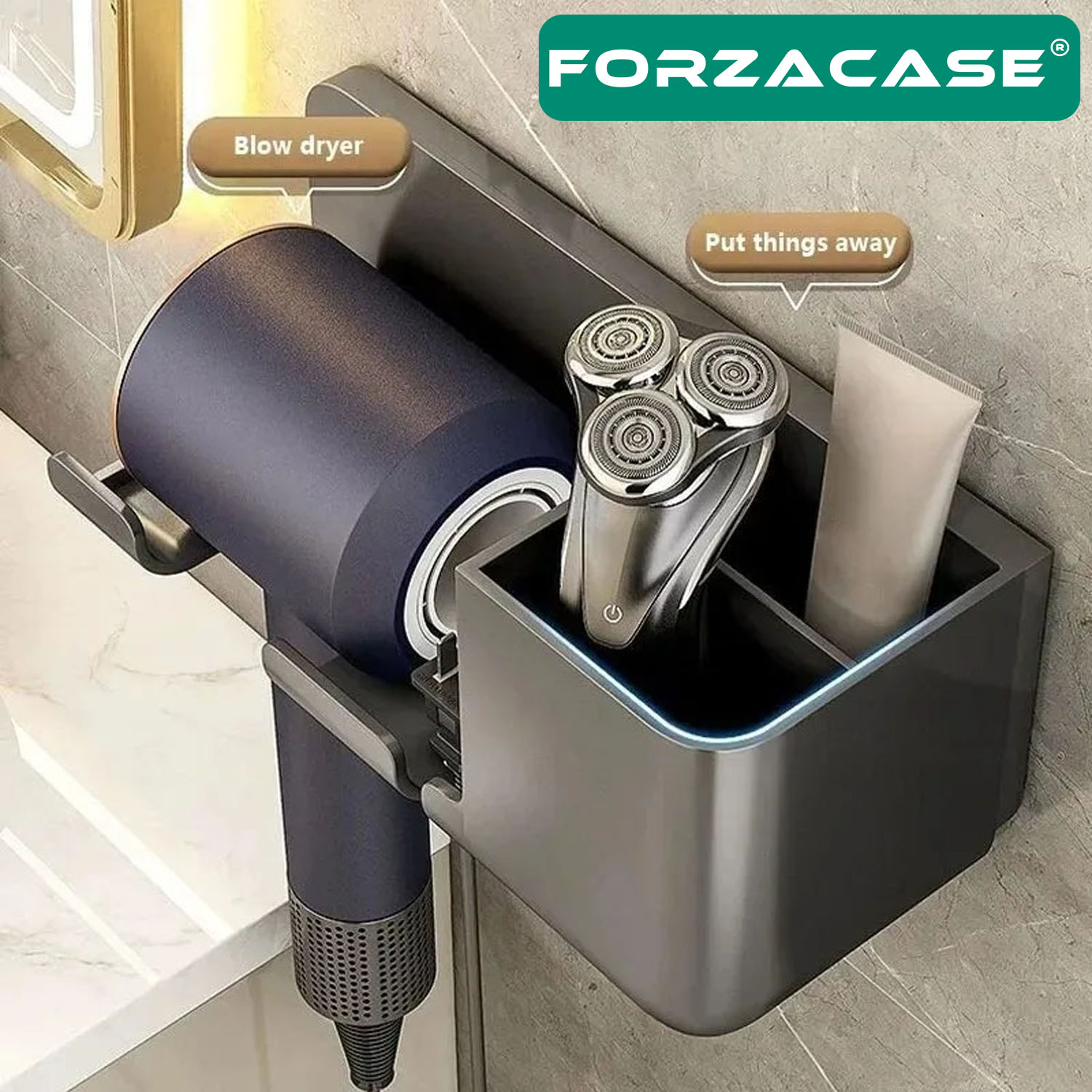 Forzacase Saç Kurutma Makinesi Askısı Tarak Tıraş Banyo Organizeri - FC651