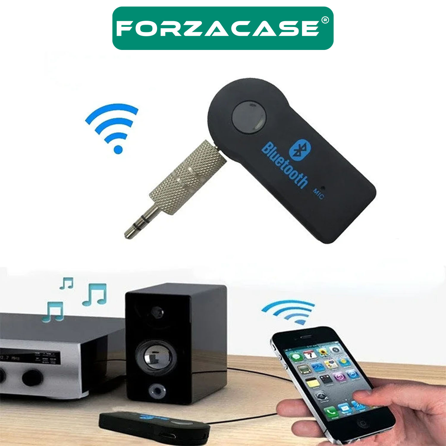 Forzacase Bluetooth Aux Müzik Alıcısı Araç Kiti Bluetooth Çevirici - FC658