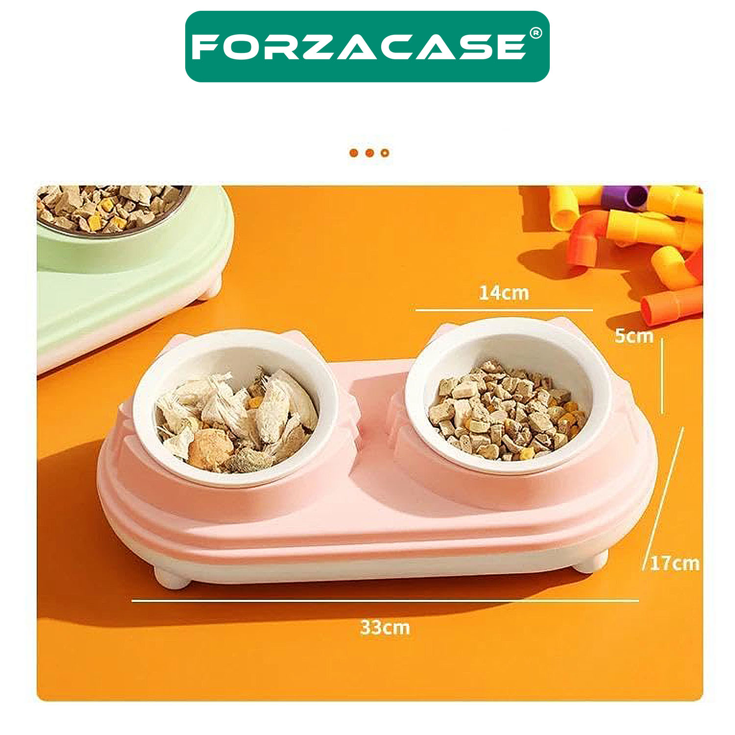 Forzacase Kedi ve Köpekler için Çiftli Mama Ve Su Kabı - FC662