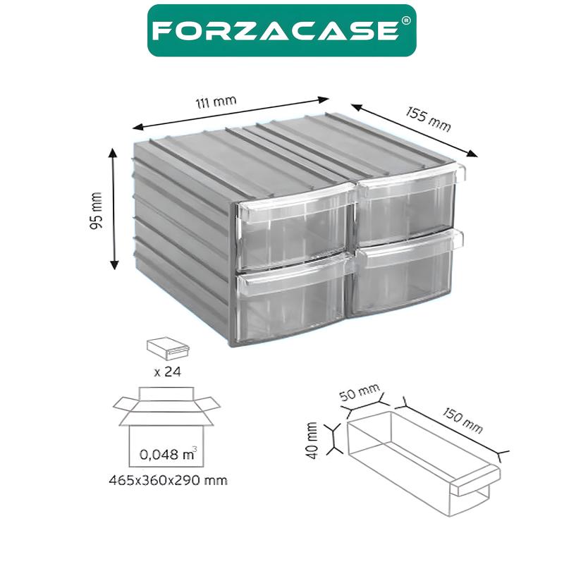 Forzacase 4 Çekmeceli Balıkçı Marangoz Malzeme ve Takı Aksesuar Kutusu Organizer - FC671