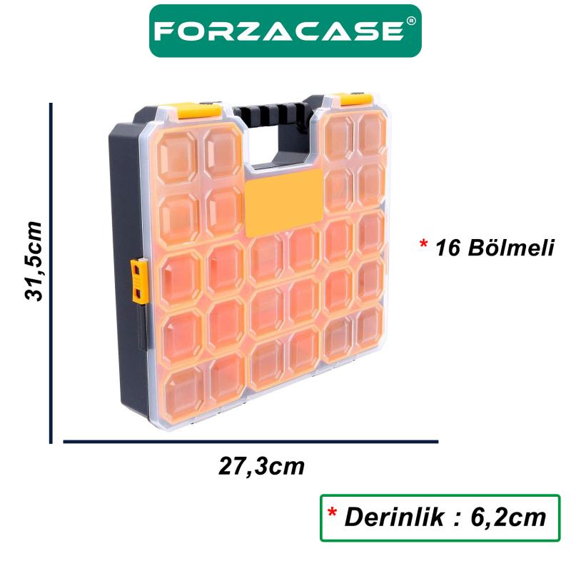 Forzacase 16 Bölmeli Balıkçı Marangoz Malzeme ve Takı Aksesuar Organizer Çantası - FC672