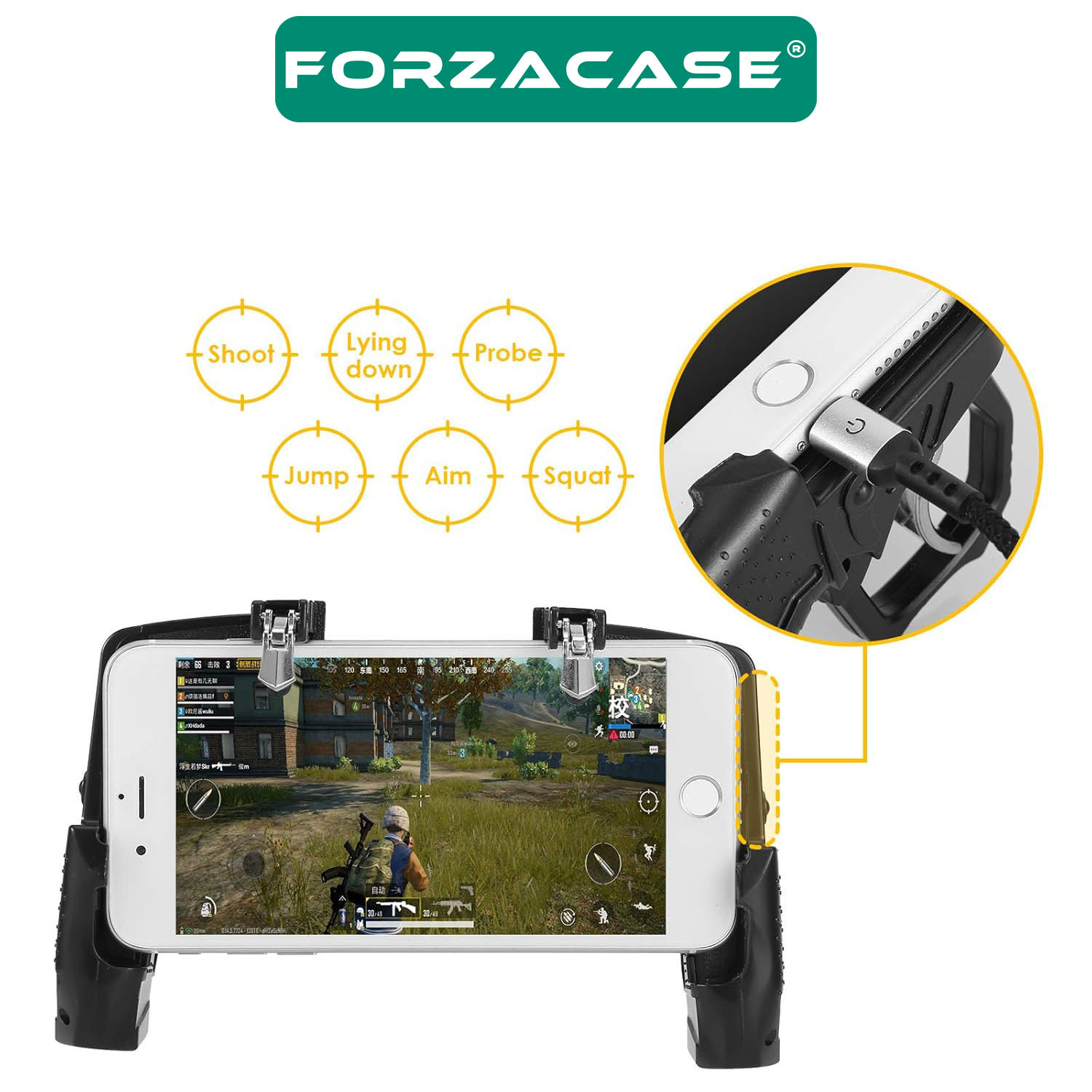Forzacase 4.7’’-6.5’’ Telefonlar ile uyumlu Ergonomik Telefon Oyun Kolu PubG Tetik Düğmesi - FC685