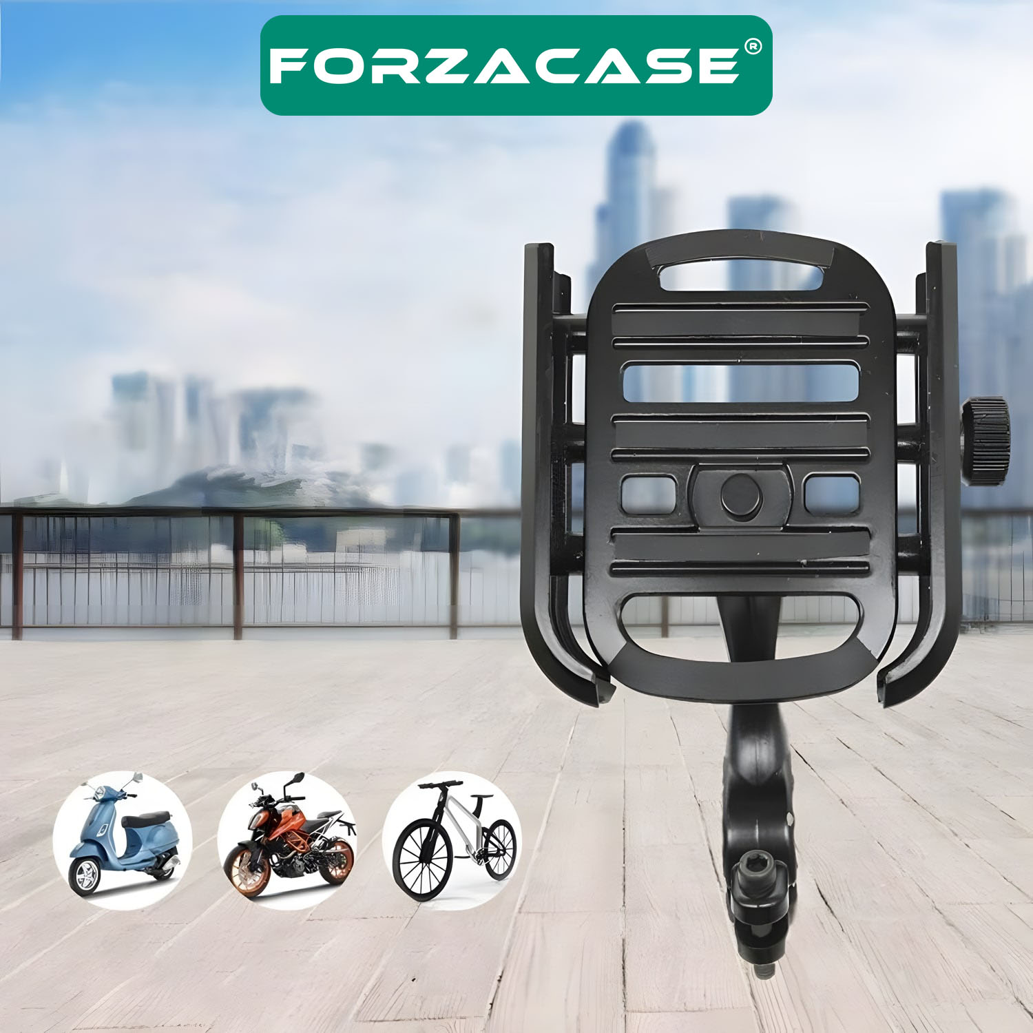 Forzacase Bisiklet Motosiklet Scooter için Gidon Montajlı Metal Telefon Tutucu - FC686