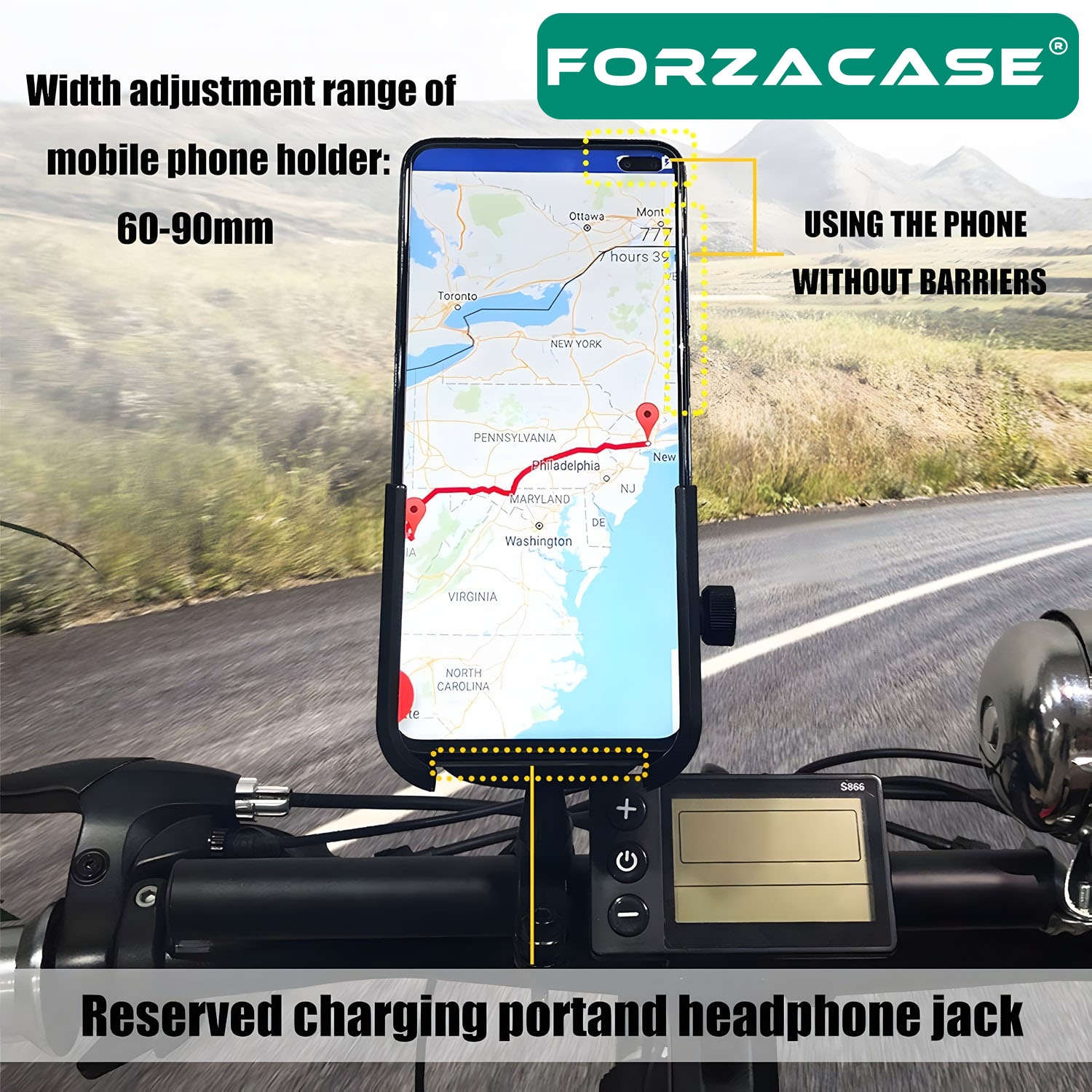 Forzacase Bisiklet Motosiklet Scooter için Gidon Montajlı Metal Telefon Tutucu - FC686