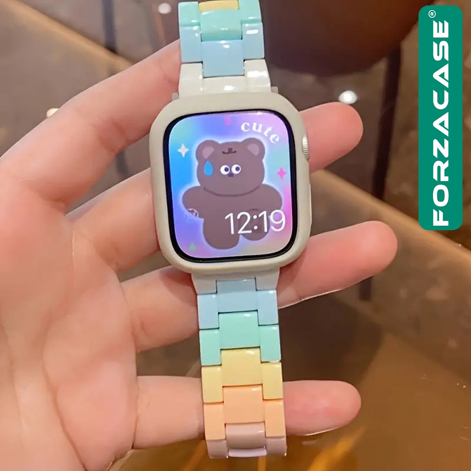 Forzacase Apple Watch 7 41mm için Renkli Baklalı Kordon Kayış - FC688