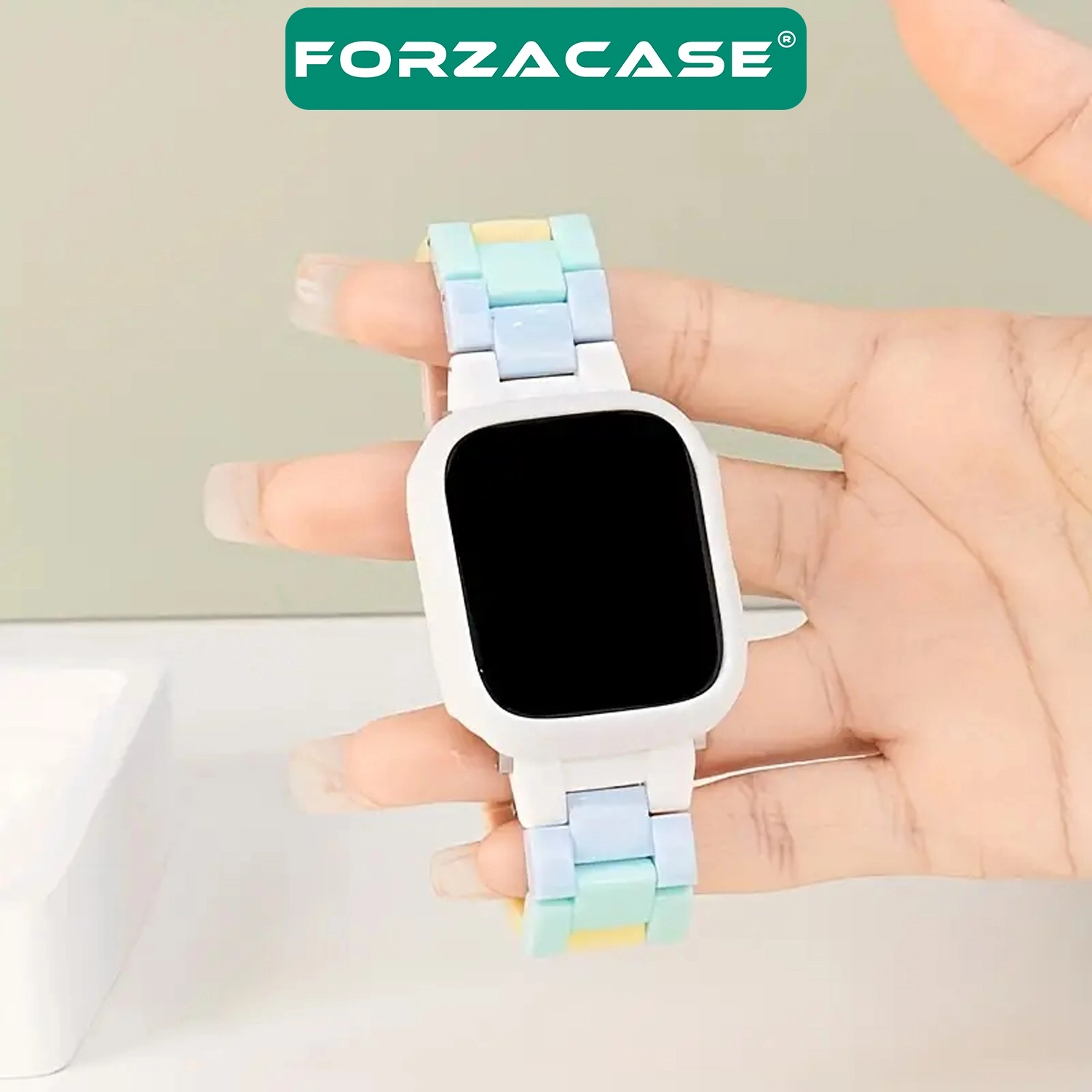 Forzacase Apple Watch 12 46mm ile uyumlu için Renkli Baklalı Kordon Kayış - FC688