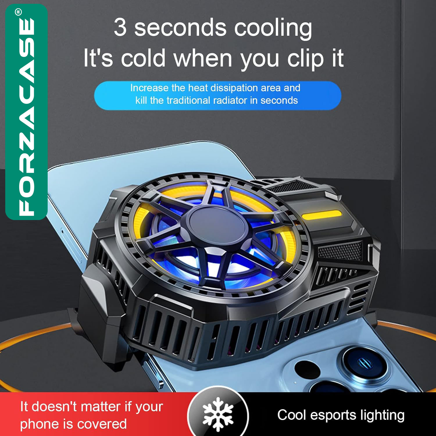 Forzacase 5000 RPM Kablolu Işıklı Cep Telefonu Soğutucu Isı Önleyici Fan - FC690