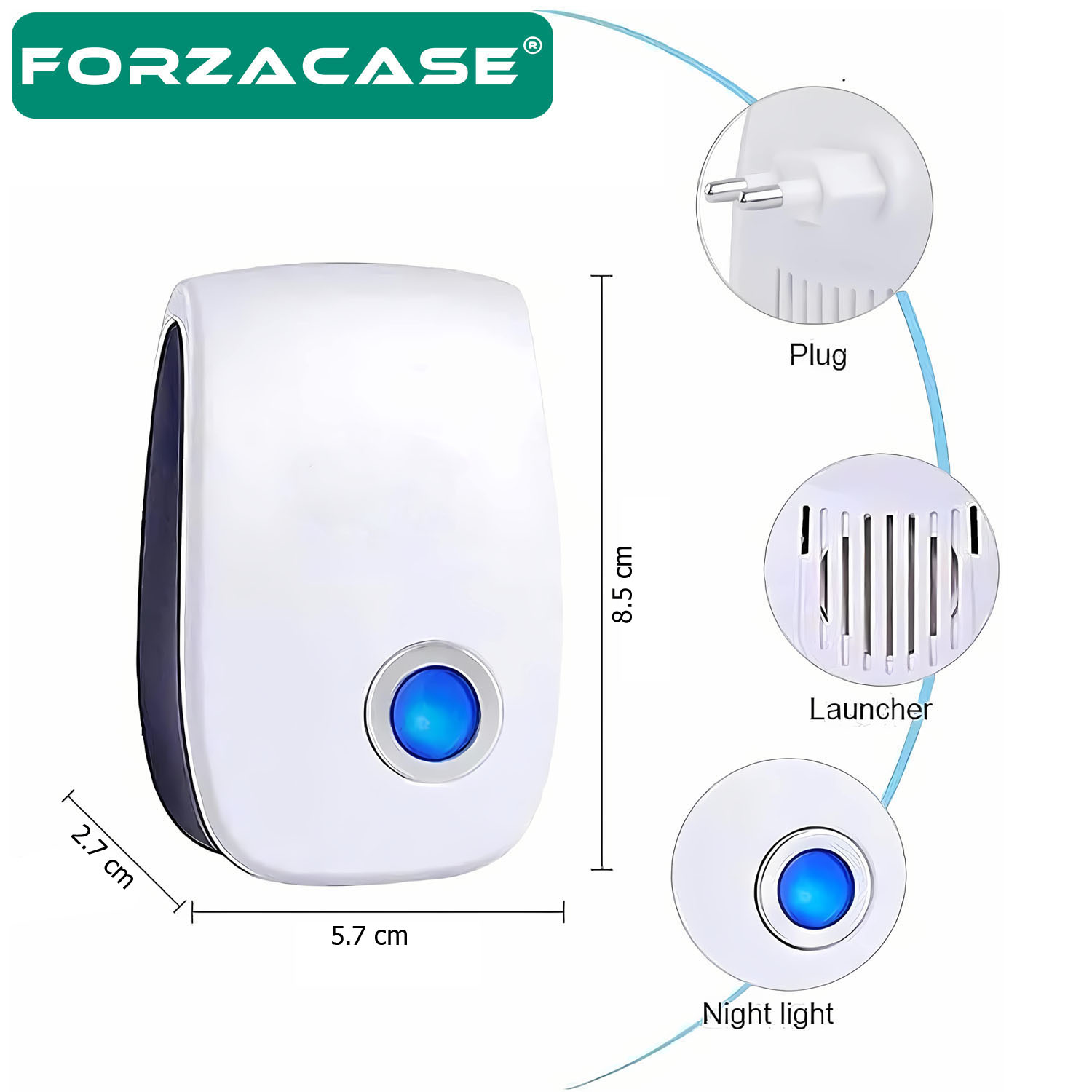 Forzacase Ultrasonic Böcek Sivri Sinek Fare Ve Haşere Kovucu Cihaz - FC699
