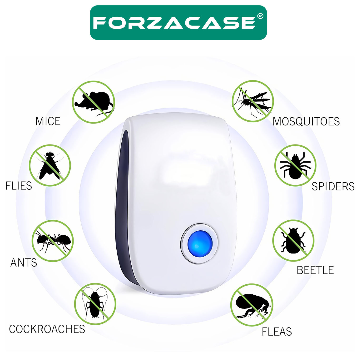 Forzacase Ultrasonic Böcek Sivri Sinek Fare Ve Haşere Kovucu Cihaz - FC699